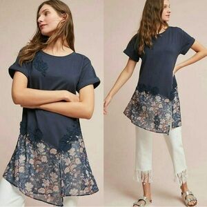 NWT Anthropologie Akemi + Kin Kris Lace Floral Embroidered Asymmetrical Tunic